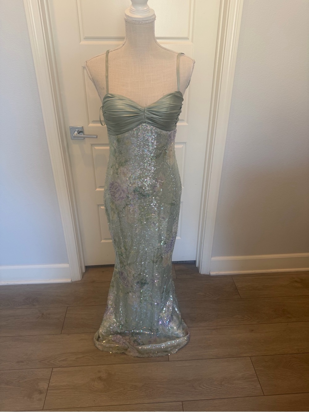 Windsor Sage Green Sequin Mermaid Maxi Dress